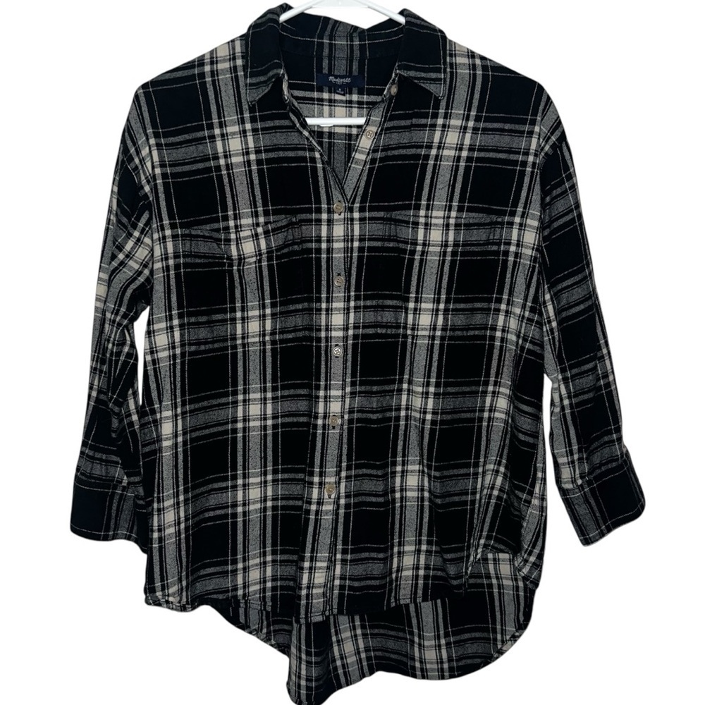 Madewell Rutherford Plaid Shirt Black and White Shirt Small